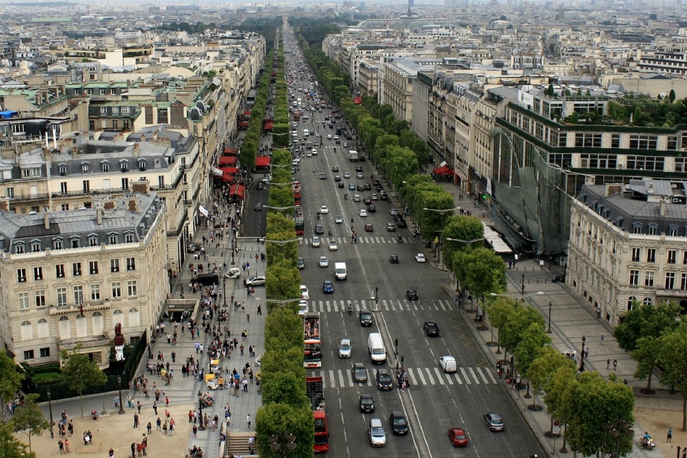 View of the Champs d'Elysées from the Arc de Triomphe