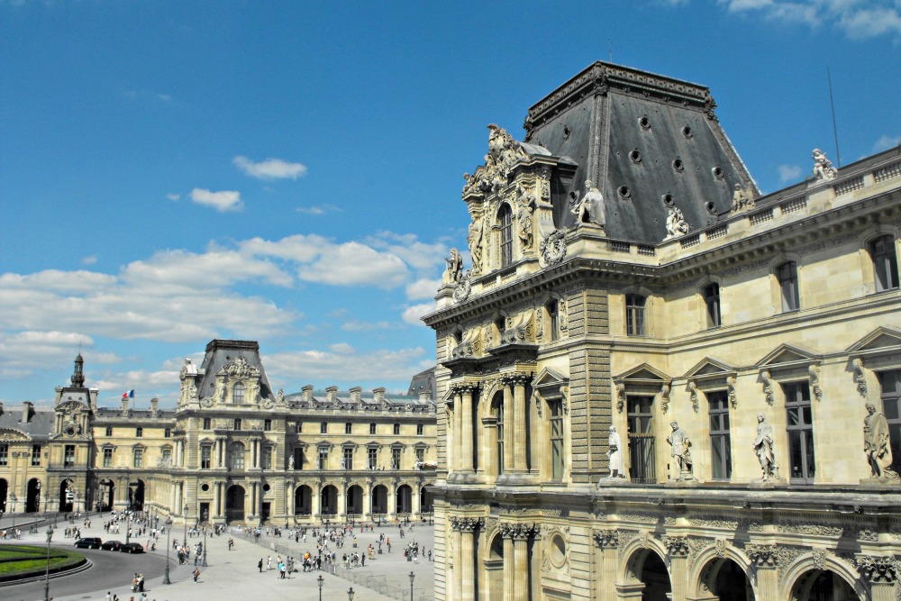 Louvre museum and courtyard in Paris