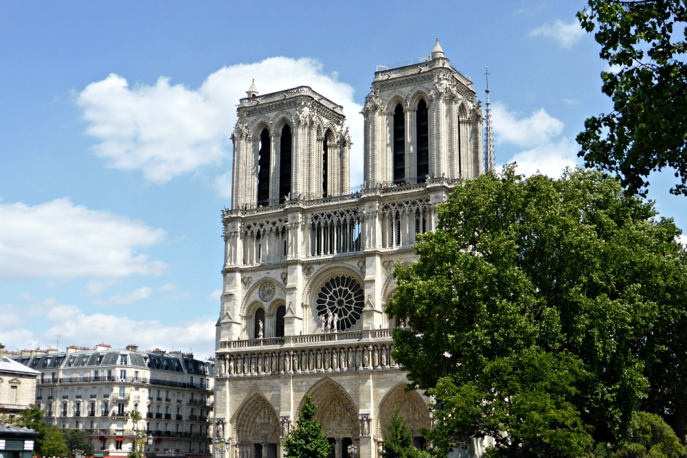 Notre-Dame Cathedral front facade in Paris